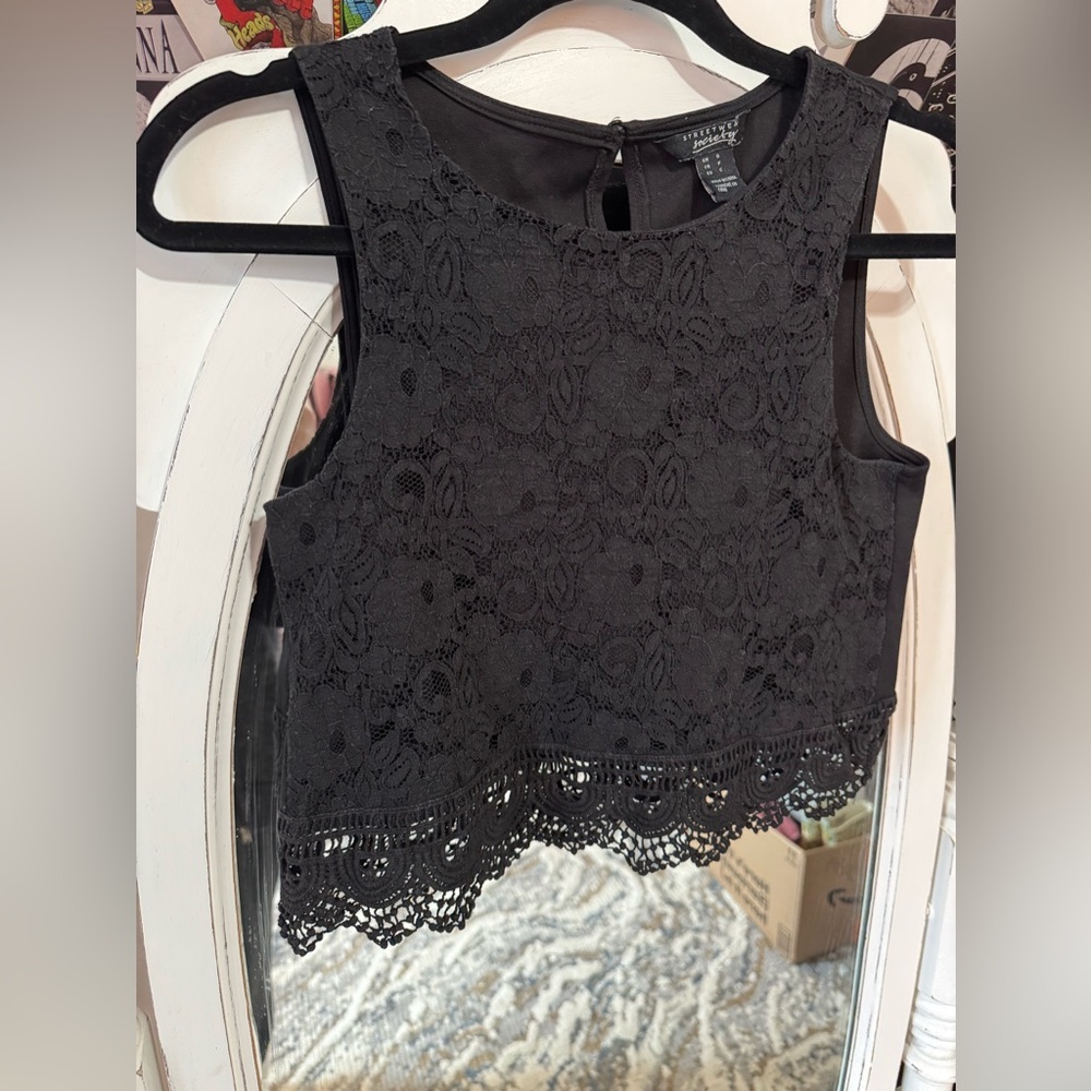 Streetwear Society Black Lace Crop Top